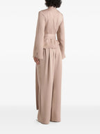 Women's Beige Leather Jumpsuit - Back