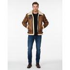 Men's Brown B3 Bomber Shearling Jacket for Winter - Front