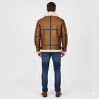 Men's Brown B3 Bomber Shearling Jacket for Winter - Left