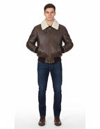 G-1 Pilot Leather Jacket with Fur Collar - Front