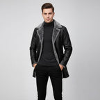 Men's PU Leather Windproof Casual Loose Fit Jacket - Front