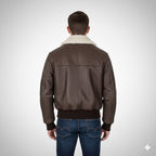G-1 Pilot Leather Jacket with Fur Collar - Left