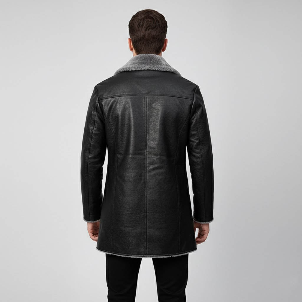 Men's PU Leather Windproof Casual Loose Fit Jacket - Left