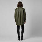 Women's Dark Green Leather Shirt - Left