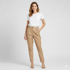 Women's Solid Regular Fit Polyester Trousers - Front