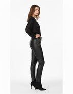 Women's Black PU Leather Straight Leg Skirt - Left