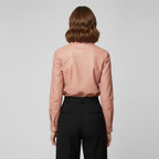 Women's Light Pink Oversized Sheer Button Down Shirt - Left