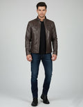Men's Classic Casual Leather Jacket - Front