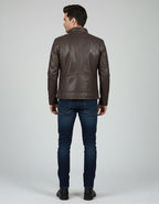 Men's Classic Casual Leather Jacket - Left