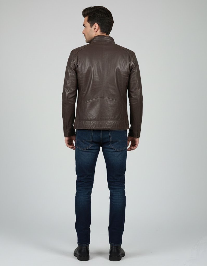 Men's Classic Casual Leather Jacket - Left