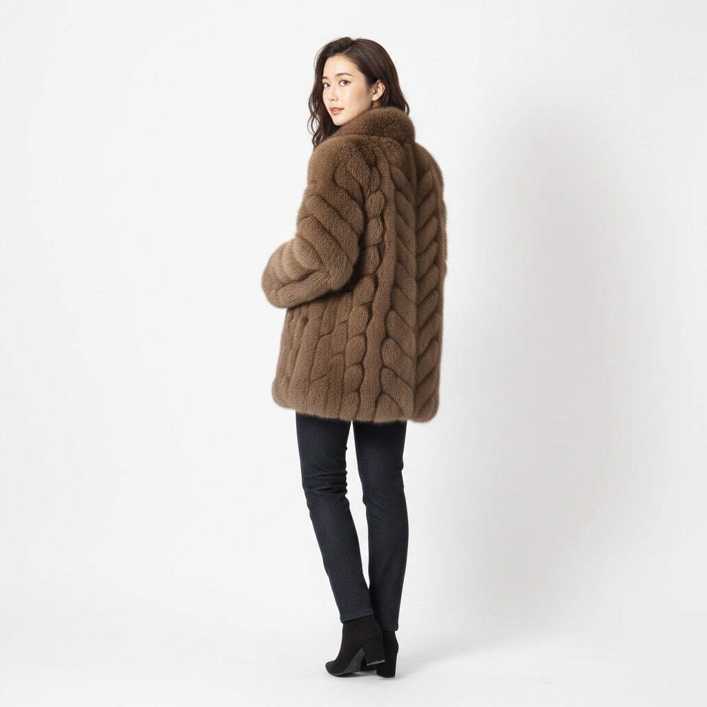 Brown Cloud Fur Coat - Left