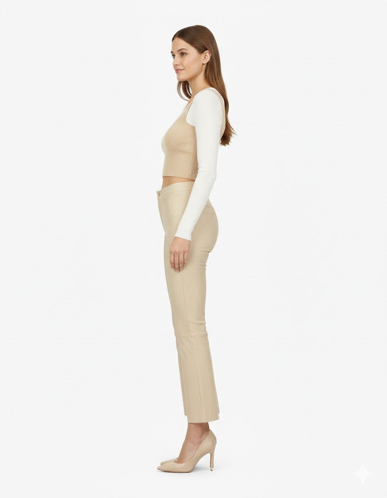 Women's Lambskin Leather Pants - Back