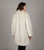 Women's White Mid Length Fur Coat - Back