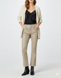 Women's Beige Leather Pants - Front