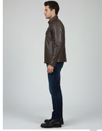 Men's Classic Casual Leather Jacket - Back