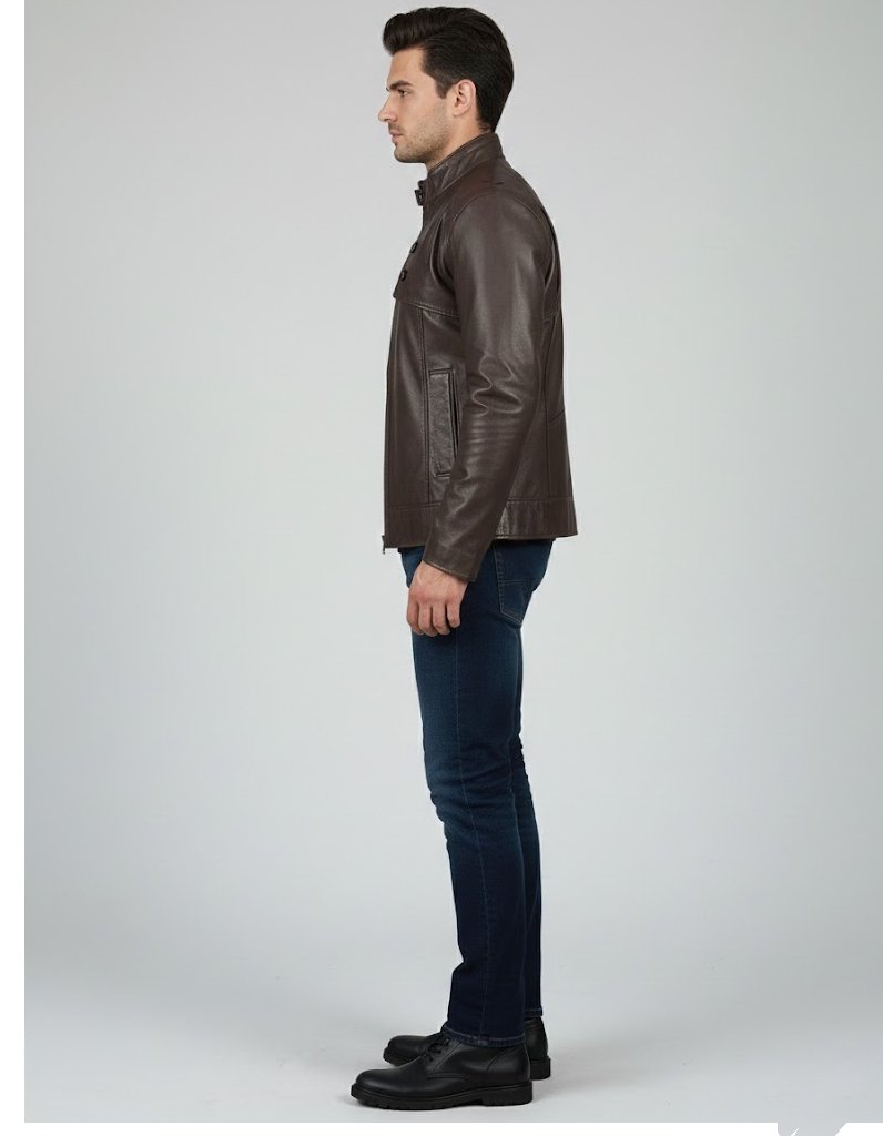 Men's Classic Casual Leather Jacket - Back