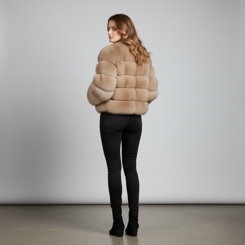 Women's Brown Fur Coat - Left