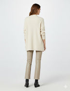 Women's Beige Leather Pants - Left