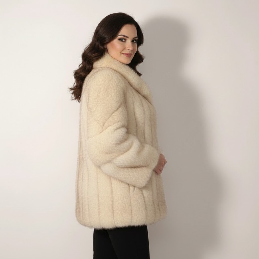 Women's Petite Vintage Mink Fur Coat - Left