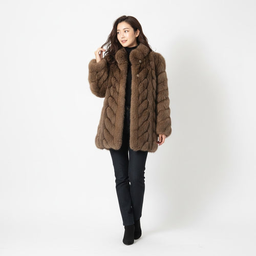 Brown Cloud Fur Coat - Front