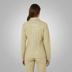 Women's Beige Leather Shirt - Left