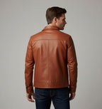 Men's Classic Brown Leather Jacket - Left