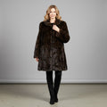 Women's Dark Brown Midi Coat - Front
