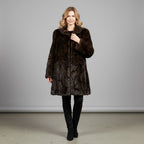 Women's Dark Brown Midi Coat - Front