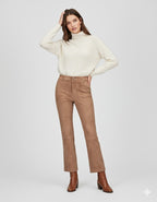 Women's Slim Fit Velvet Trousers - Front