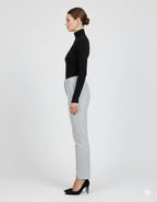 Women's Grey High Waist Leather Pants - Left