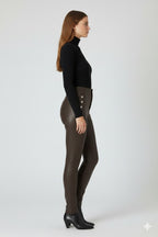 Women's Dark Brown Leather Pants - Back