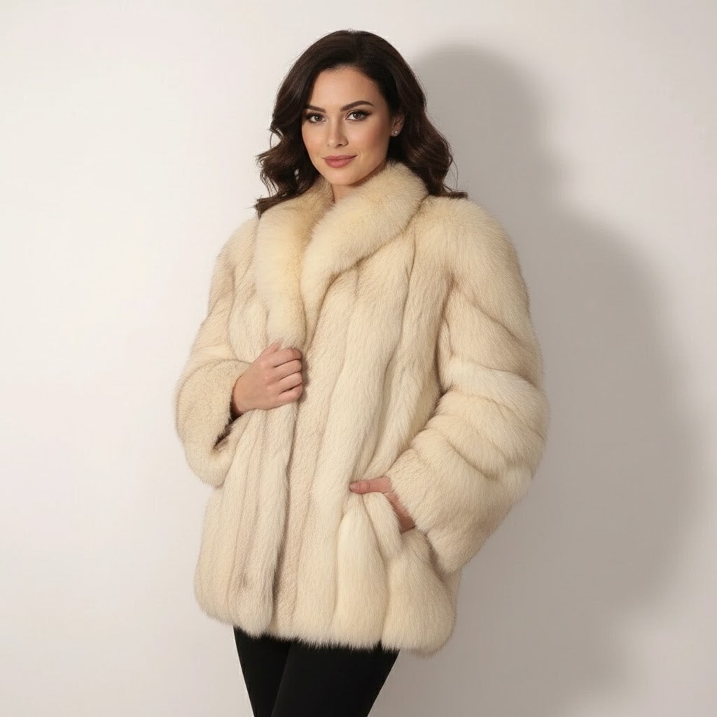 Women's Petite Vintage Mink Fur Coat - Front