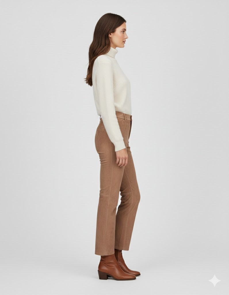 Women's Slim Fit Velvet Trousers - Back