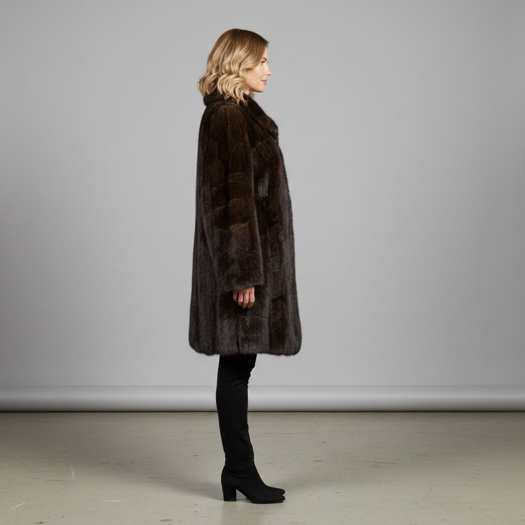 Women's Dark Brown Midi Coat - Left