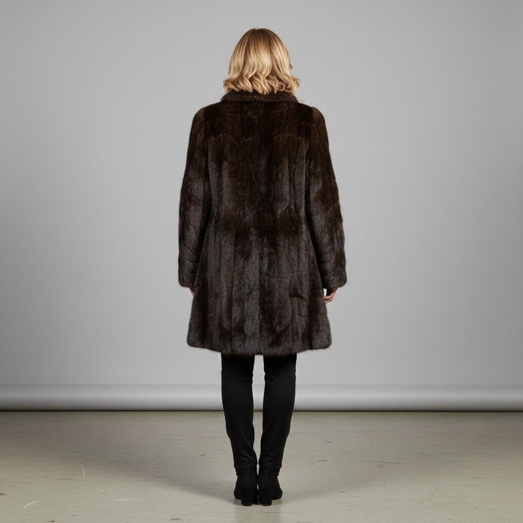 Women's Dark Brown Midi Coat - Back