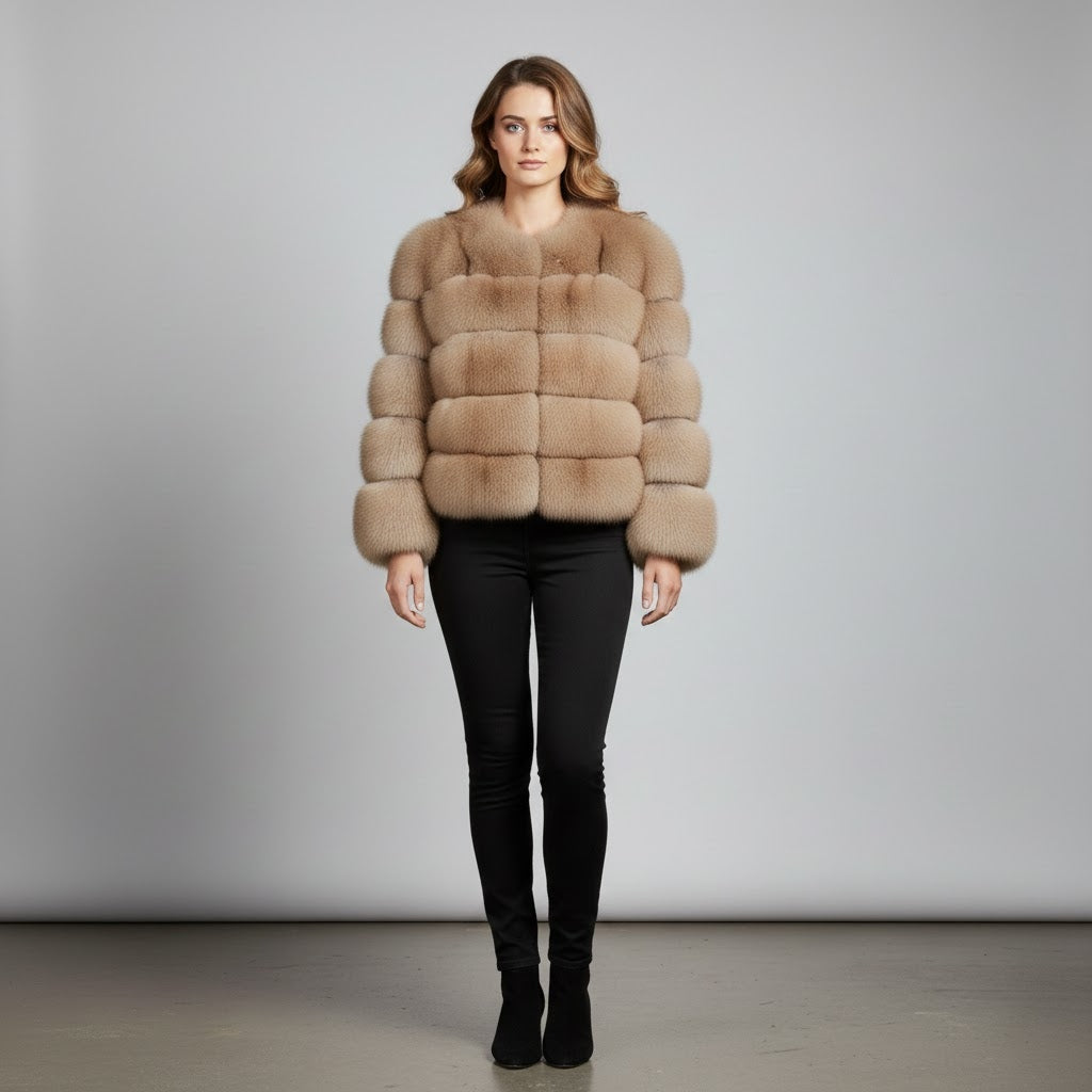 Women's Brown Fur Coat - Front