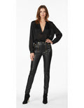 Women's Black PU Leather Straight Leg Skirt - Front