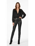 Women's Black PU Leather Straight Leg Skirt - Front