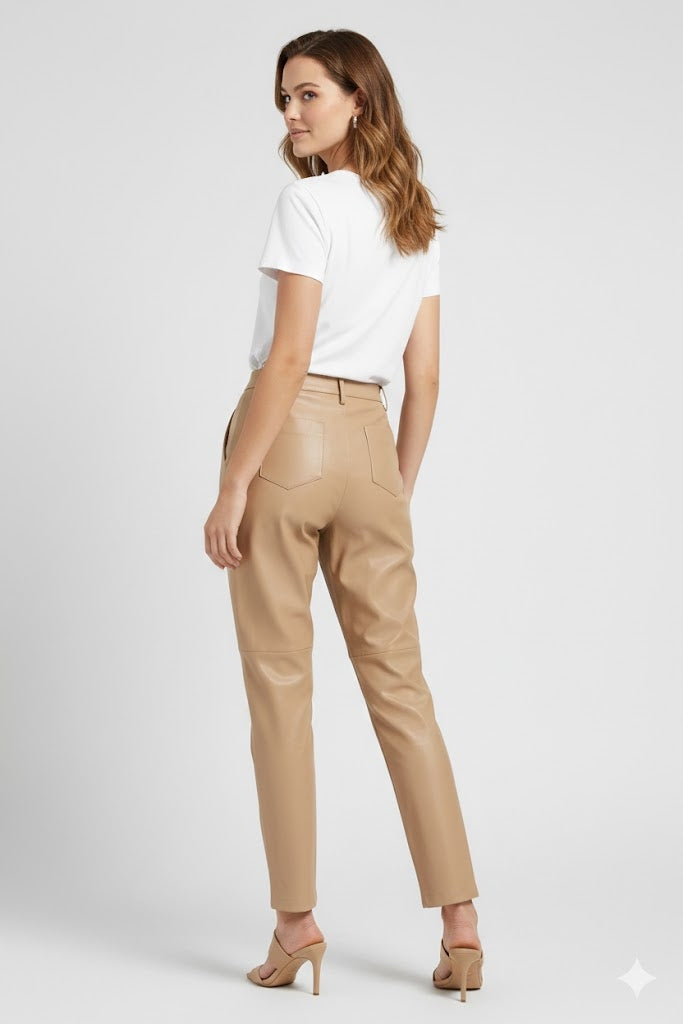 Women's Solid Regular Fit Polyester Trousers - Back