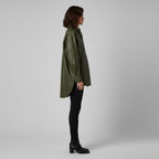 Women's Dark Green Leather Shirt - Back