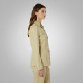 Women's Beige Leather Shirt - Front