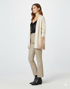 Women's Beige Leather Pants - Back