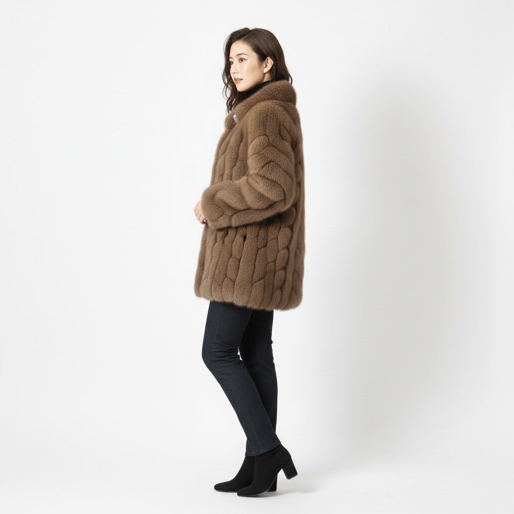 Brown Cloud Fur Coat - Back