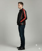 Men's Black Lambskin Cafe Racer Motorcycle Jacket - Front