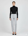 Women's Grey High Waist Leather Pants - Front