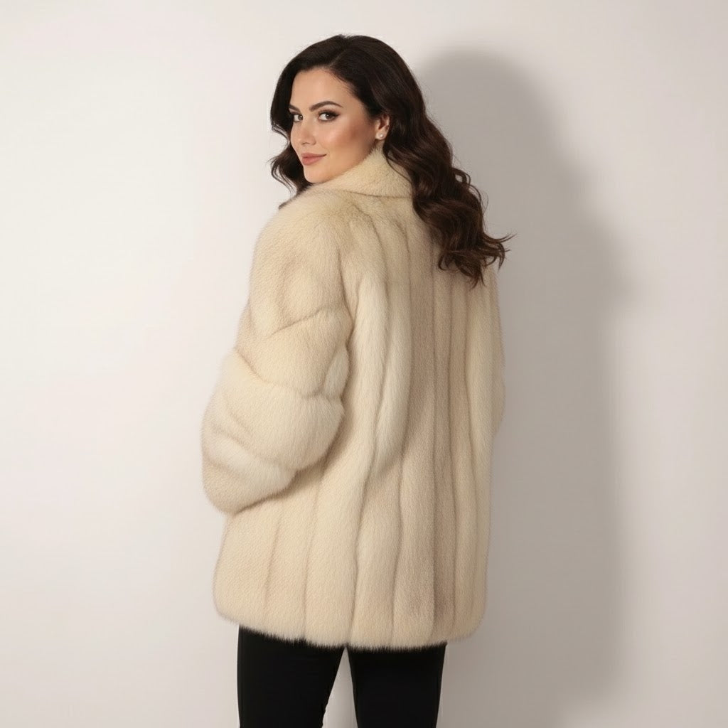 Women's Petite Vintage Mink Fur Coat - Back
