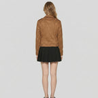 Women's Suede Leather Moto Jacket - Back