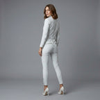 Women's White Lambskin Leather Jumpsuit - Back