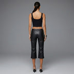 Women's Black PU Leather Capris - Back