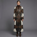 Women's Lambskin Leather Over Coat Patchwork - Back